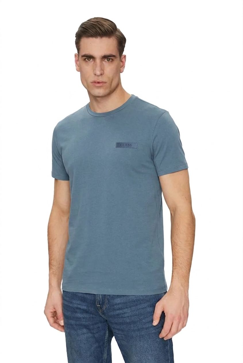 Guess T-shirt Soft Touch triangolo Celeste