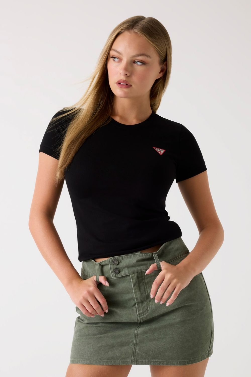 Guess T-shirt stretch con logo a triangolo Giallo Chiaro