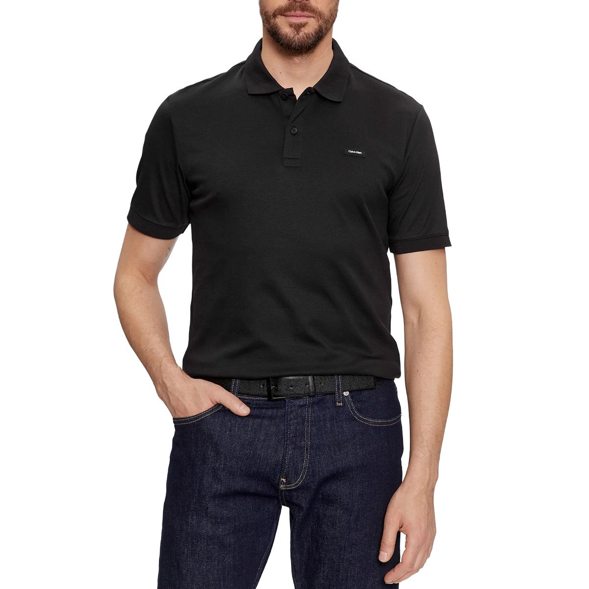 Calvin klein Polo Slim Fit cotone liscio Nera