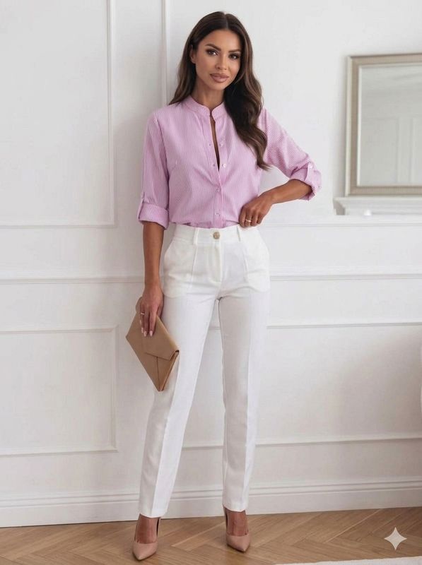 Estee Brown Camicia a righe misto cotone Rosa