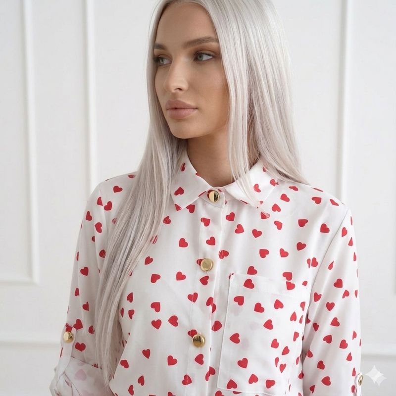 Estee Brown Camicia cuori Bianca/Rossa 