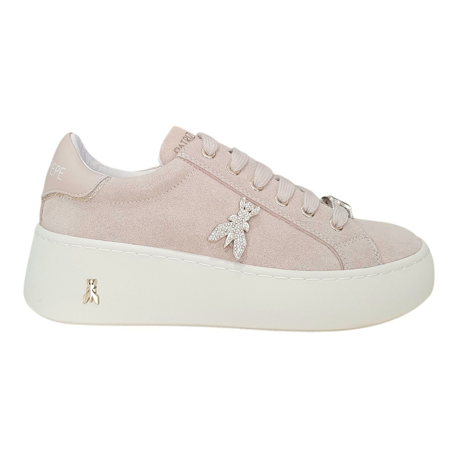 Patrizia Pepe Sneakers in Pelle Scamosciata Fondo a Cassetta Beige