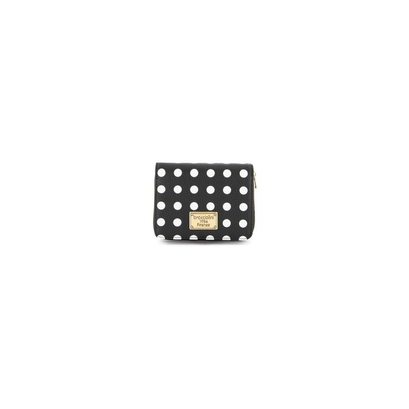 Braccialini Portafoglio in pelle Basic Pois Nero