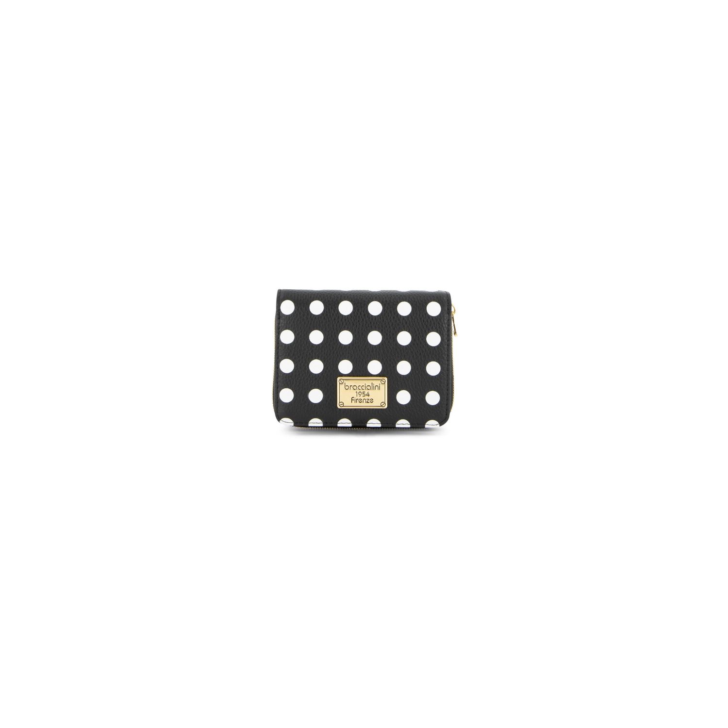 Braccialini Portafoglio in pelle Basic Pois Nero