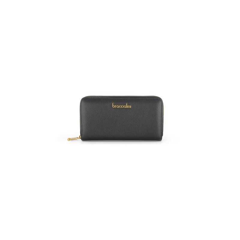 Braccialini Portafoglio in pelle Zip Around Basic Nero