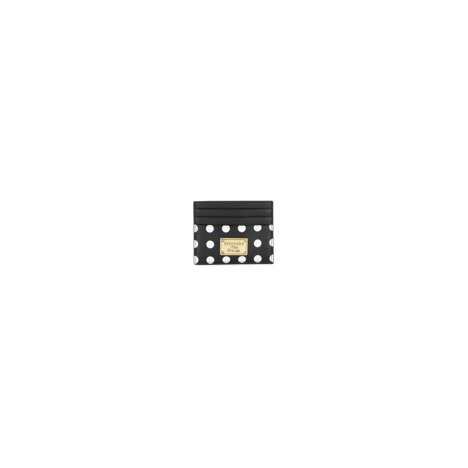 Braccialini Portacarte in pelle Basic pois Nero