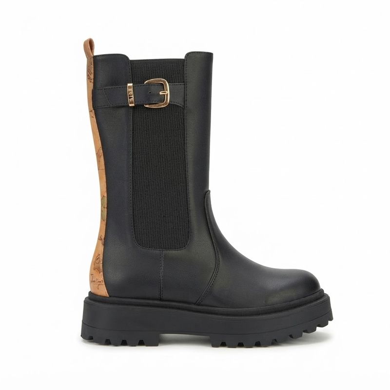 Alviero Martini 1A Classe Stivali in Ecopelle con elastico Nero/Geo Beige