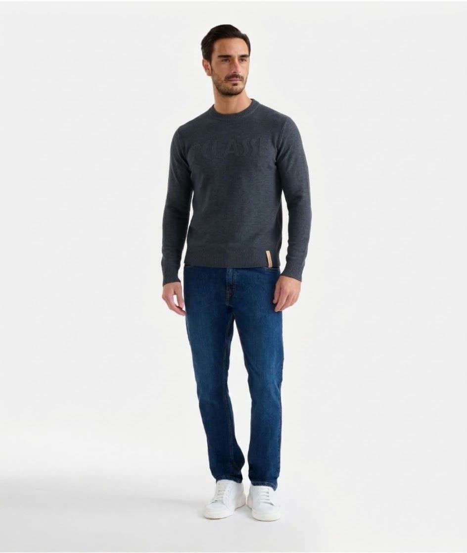 Alviero Martini 1A Classe Girocollo in filato misto lana con logo Grigio
