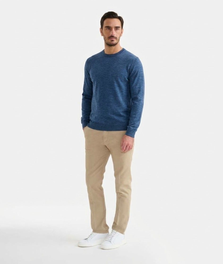 Alviero Martini 1A Classe Girocollo in filato misto lana con toppe Geo Classic Blue Jeans 