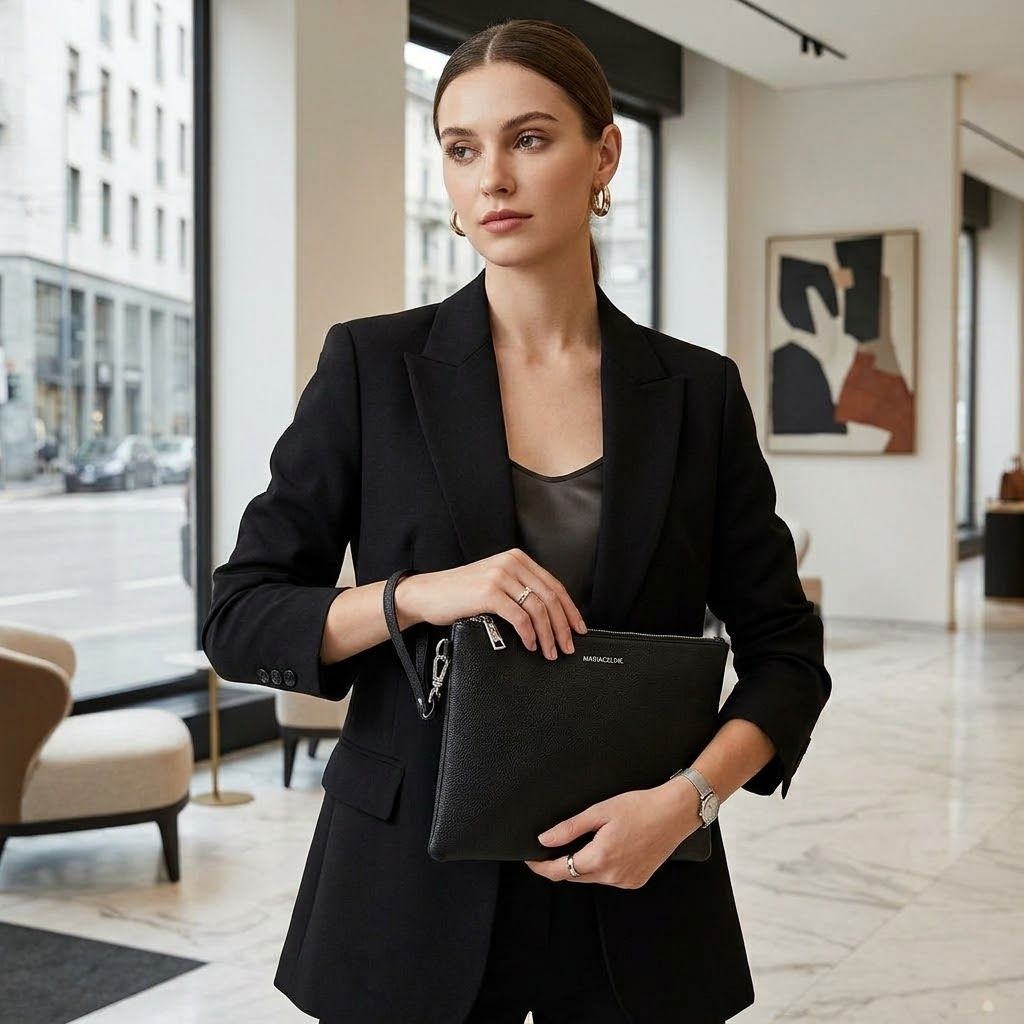 Mariaceline Daily Pochette Saffiano Nera