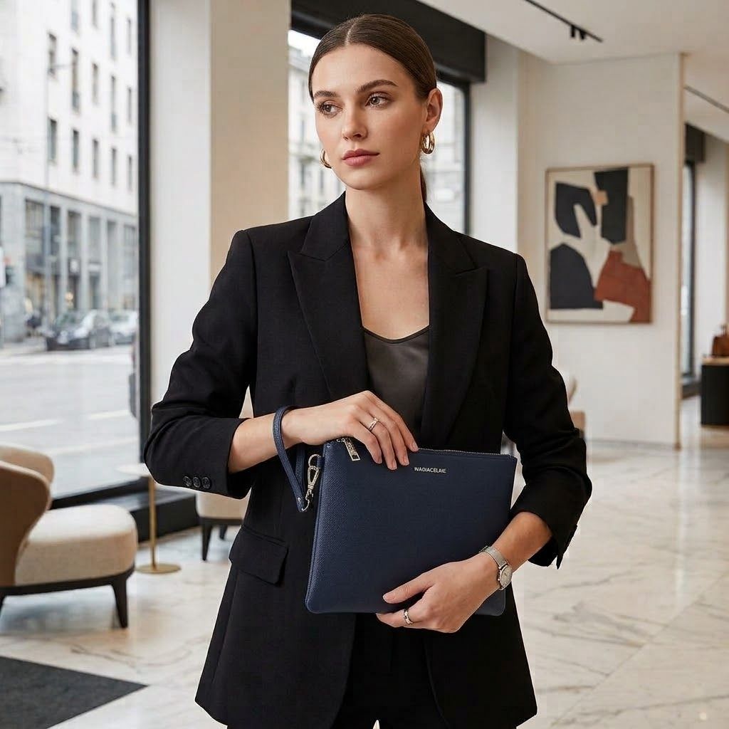 Mariaceline Daily Pochette Saffiano Blu Navy 