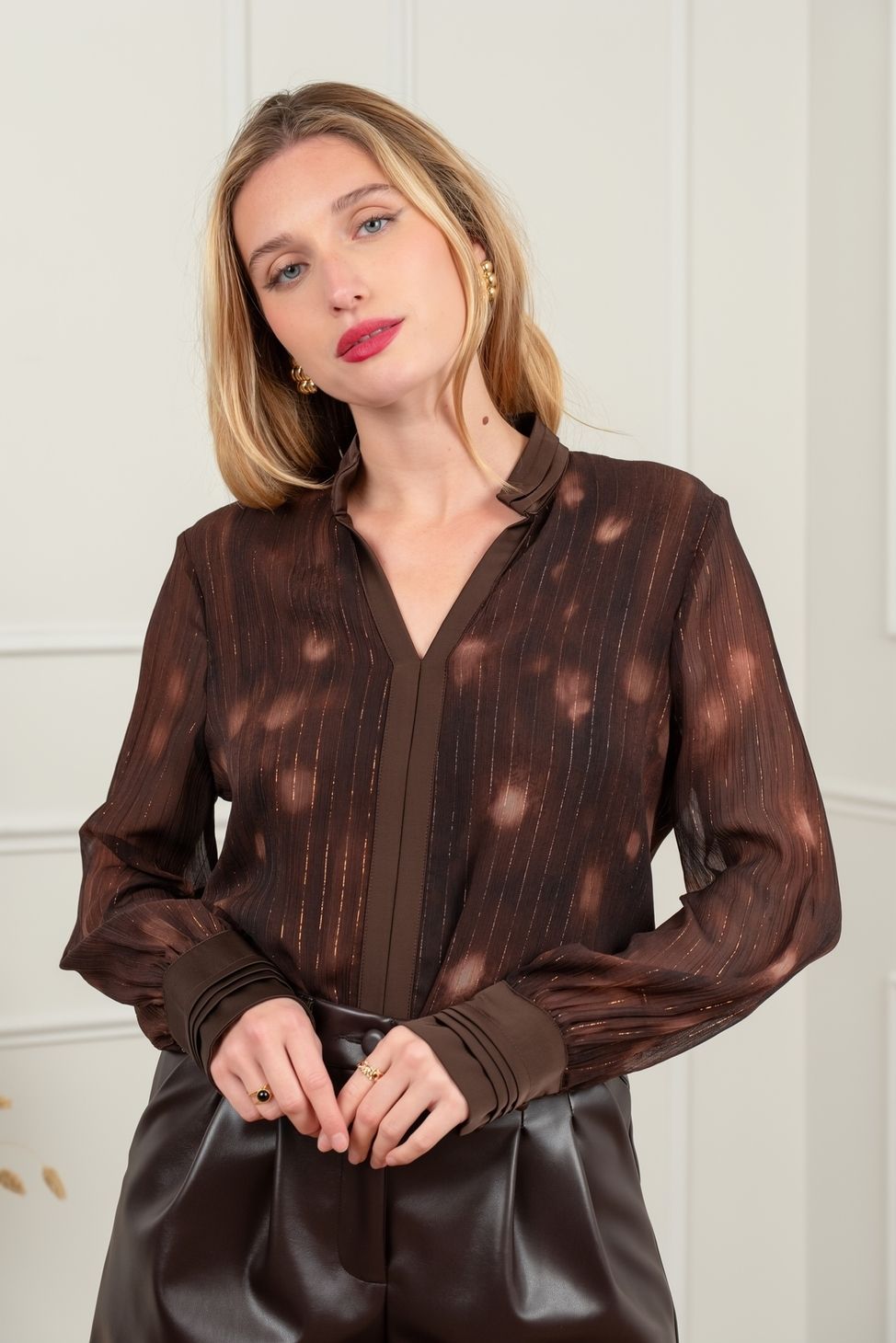 Lulumary Camicia in lurex Caffè