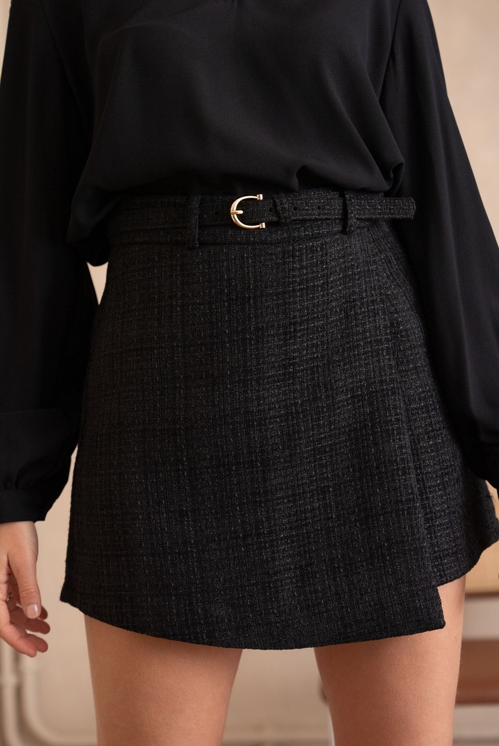 Lulumary Gonna/Pantalone corto con effetto lana Nero