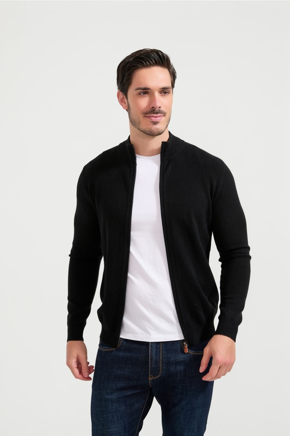 Yves Enzo Gilet GUILLAUME in misto lana - Nero