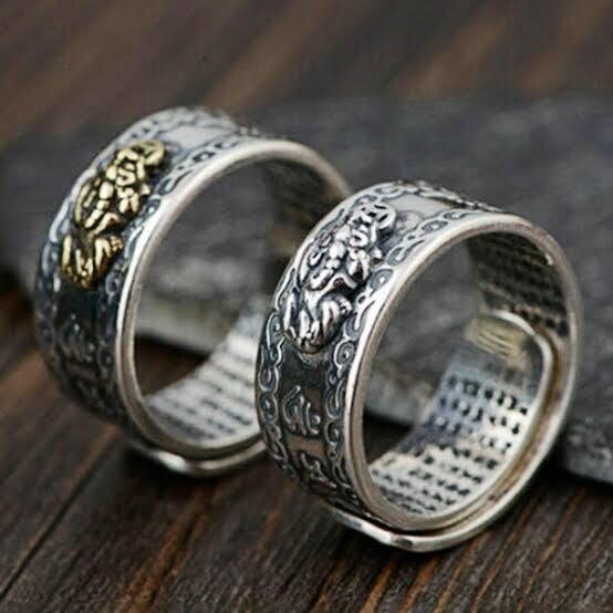 Pixiu Mani Mantra protection wealth Ring