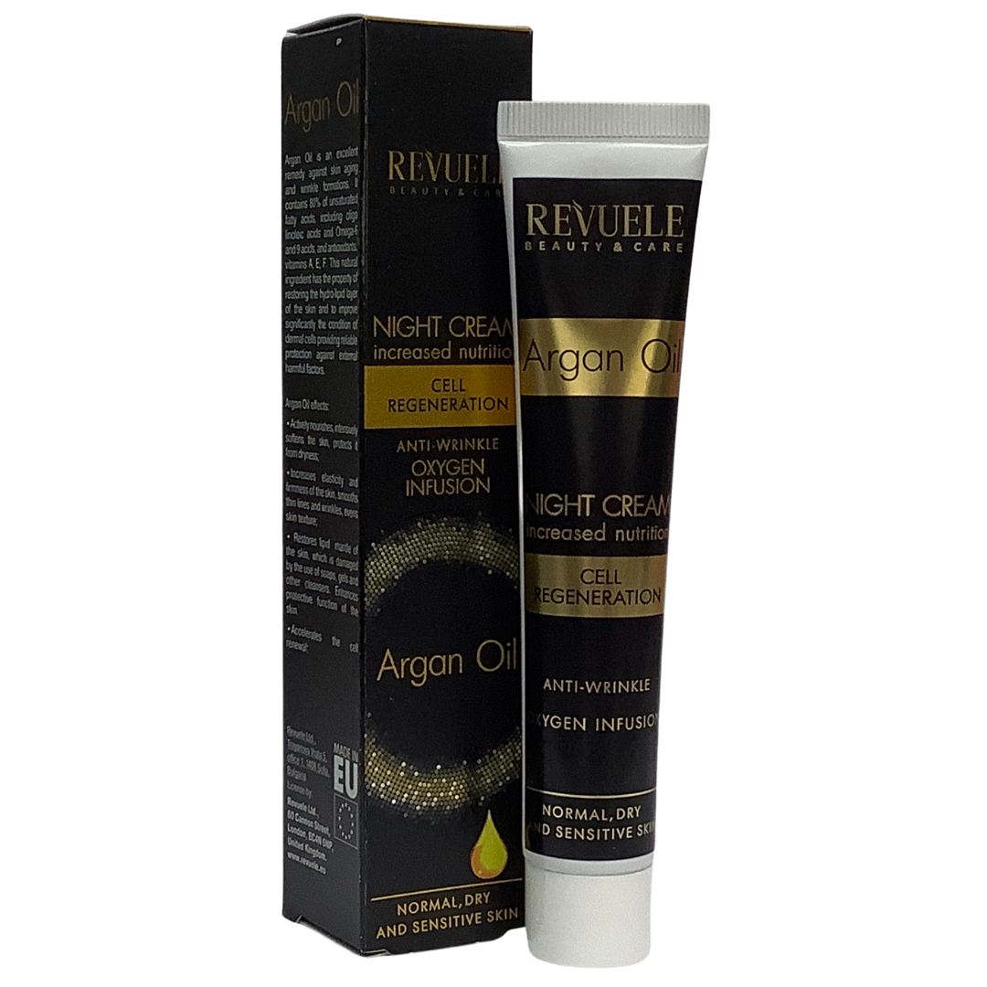 Revuele Argan Oil Moisturizing Face Cream Night Anti-Wrinkle Oxygen Infusion, 50 ml