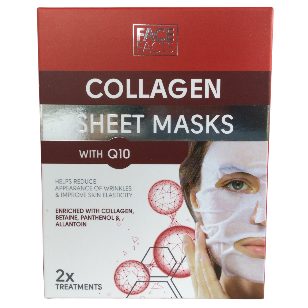 Face Facts Collagen & Q10 Sheet Masks, 2 Sheets
