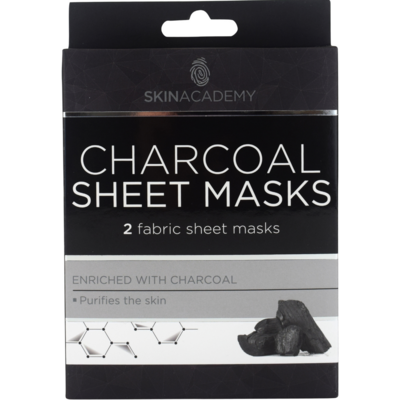 Skin Academy Sheet Mask - Charcoal, 2 Sheets