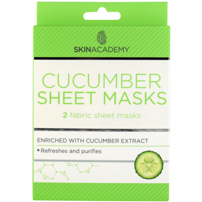 Skin Academy Sheet Mask - Cucumber, 2 Sheets