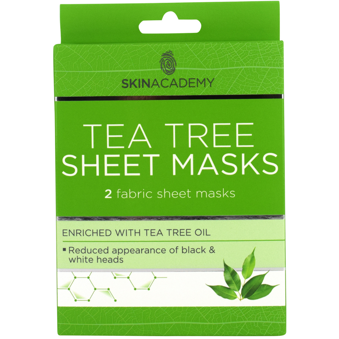 Skin Academy Sheet Mask - Tea Tree, 2 Sheets