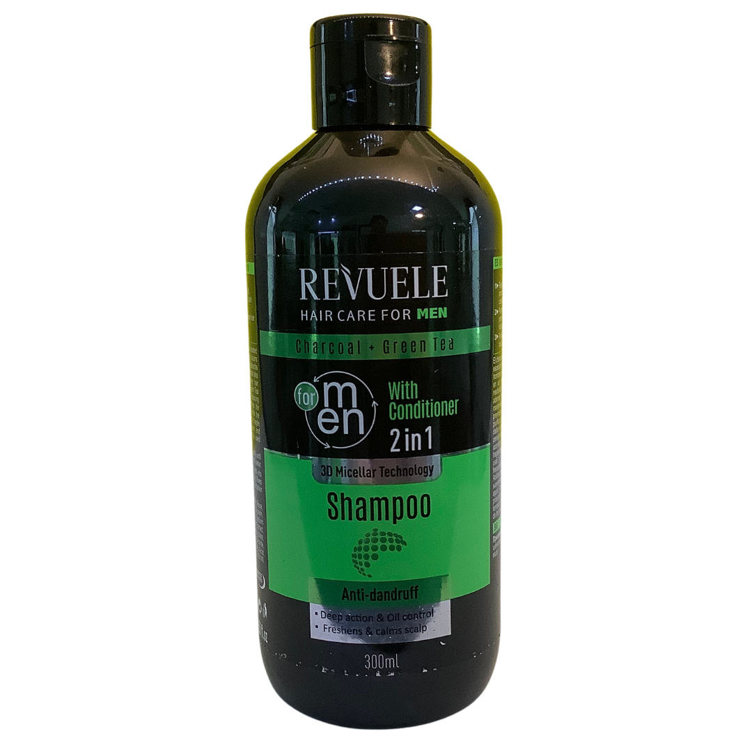 Revuele Men Care Charcoal and Green Tea 2 in 1 Shampoo, 300 ml