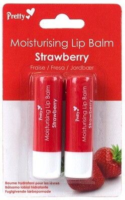 Pretty Moisturising Lip Balm - Strawberry, 2 x 4.3g Tubes