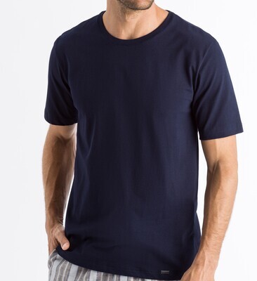 Pehmeä puuvillainen T-paita | Rento malli | Laivaston sininen | Hanro