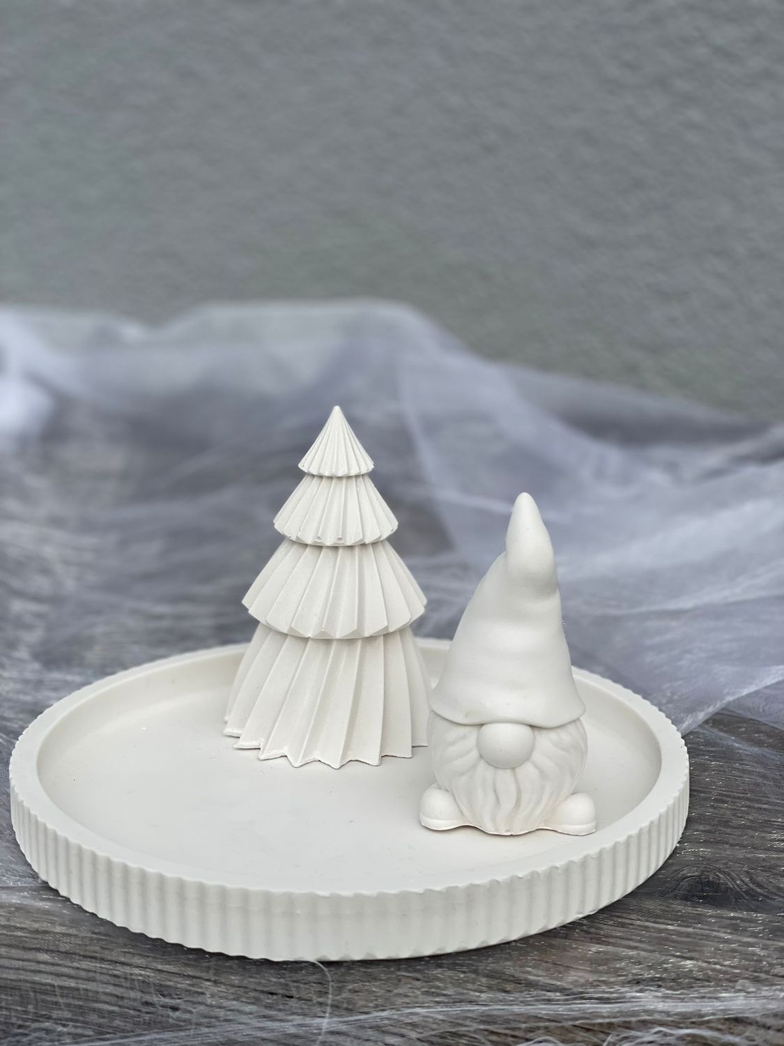 Set: Teller mit Baum groß und Wichtel