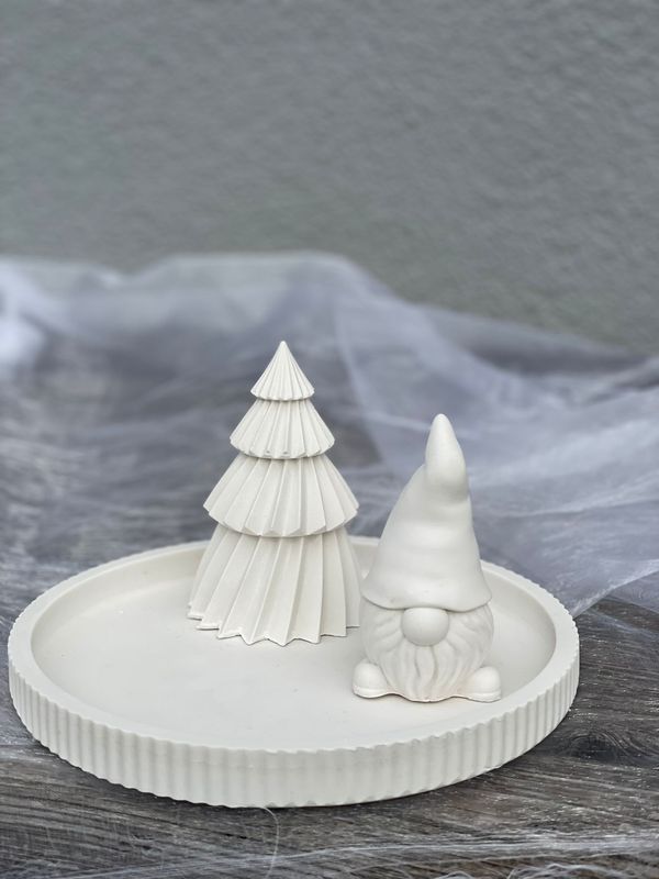 Set: Teller mit Baum groß und Wichtel