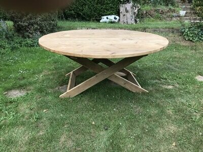 6ft Chunky 38mm diameter round table with folding collapsible legs for Garden Weddings Events Hotels Pubs