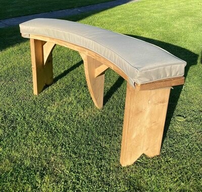 Curved bench luxury cushion and cover in olive green