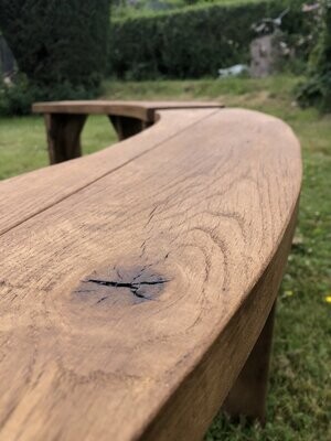 6 x Solid Oak Curved Fire pit Benches exactly same as reclaimed in shape size etc