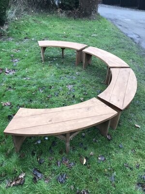 Luxury hand made curved solid Oak benches 1.2m x 45cm x 50cm tall as seen on TV