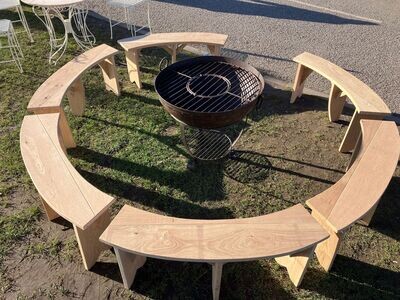 Solid Oak Curved Firepit Bench exactly same as reclaimed in shape size etc with 10 year guarantee