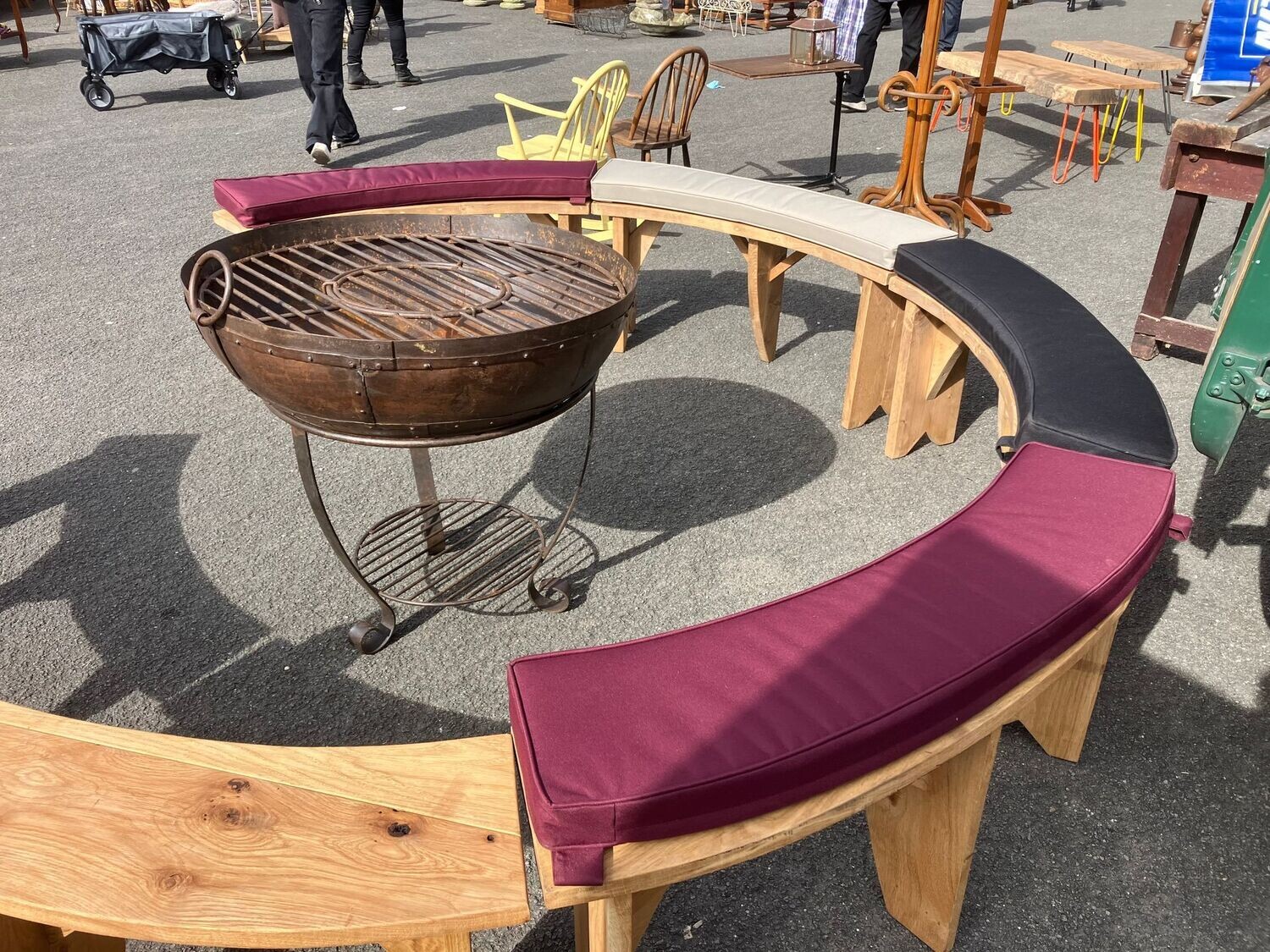 Curved bench luxury cushion and cover in wine red