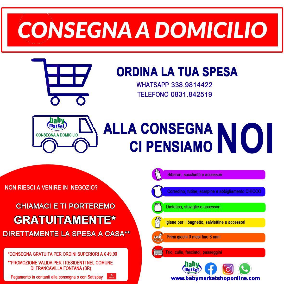 Locandina CONSEGNA locale a domicilio GRATUITA