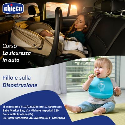 Corso gratuito sulla sicurezza in auto Chicco e pillole sulla disostruzione