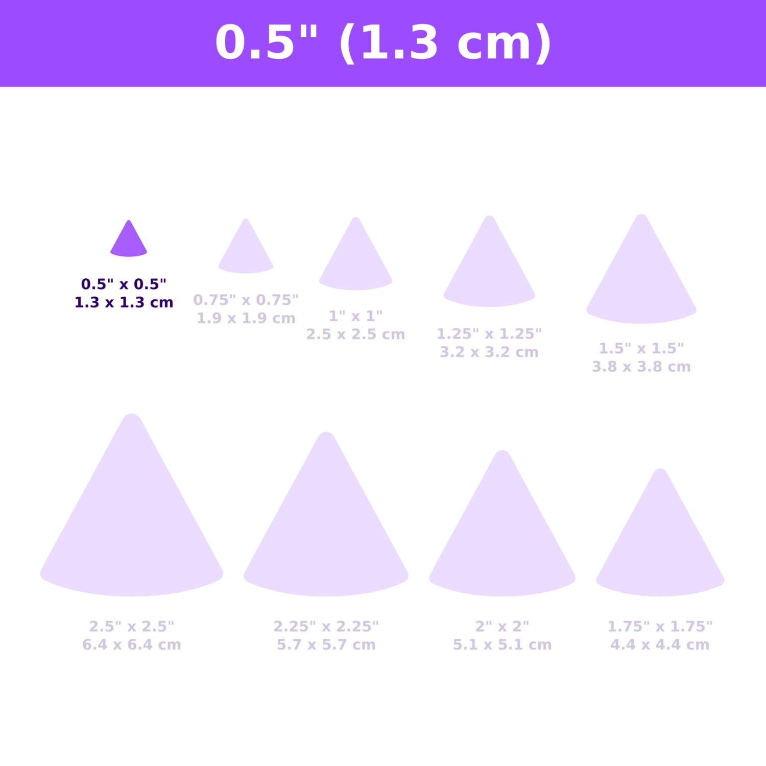 Rounded Bottom Triangles - Polymer Clay Cutters, Size: 0.5&quot;