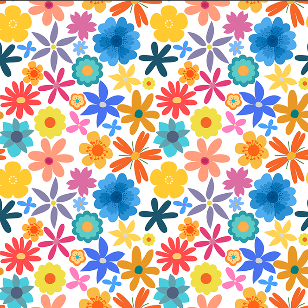 No-Water-Needed Transfer Paper for Polymer Clay COLORFUL FLOWERS 01 (14X14 cm)