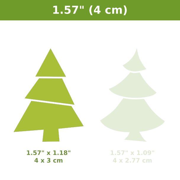 1.57&quot; Inches Tall Christmas Tree Cutter NCM #01 / Set of 3 Cutters, Style: #1 Straight Cuts