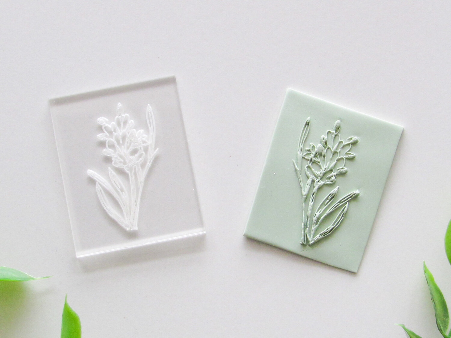 Mini Acrylic Embossing Stamp - 1.9&quot; x 1.57&quot; outer frame dimensions (=50mm x 40mm) Botanical Series 02