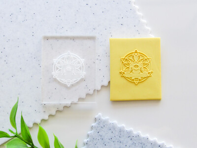 Mini Acrylic Embossing Stamp - 1.9&quot; x 1.57&quot; outer frame dimensions (=50mm x 40mm) Yoga