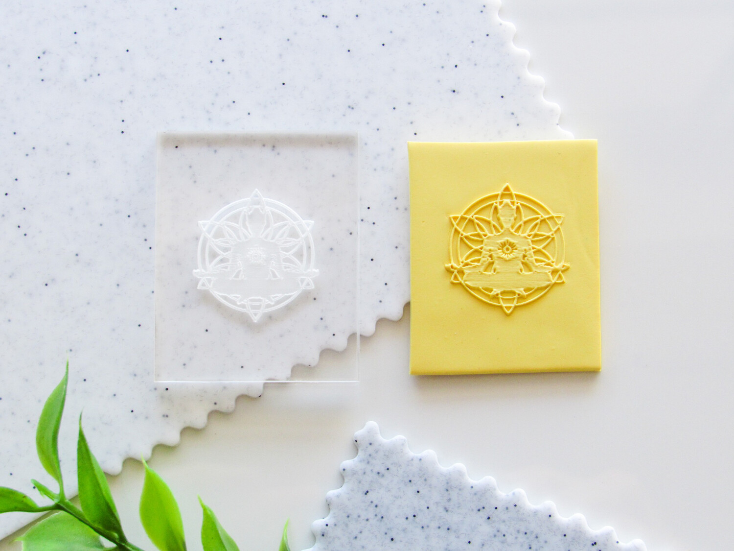 Mini Acrylic Embossing Stamp - 1.9" x 1.57" outer frame dimensions (=50mm x 40mm) Yoga