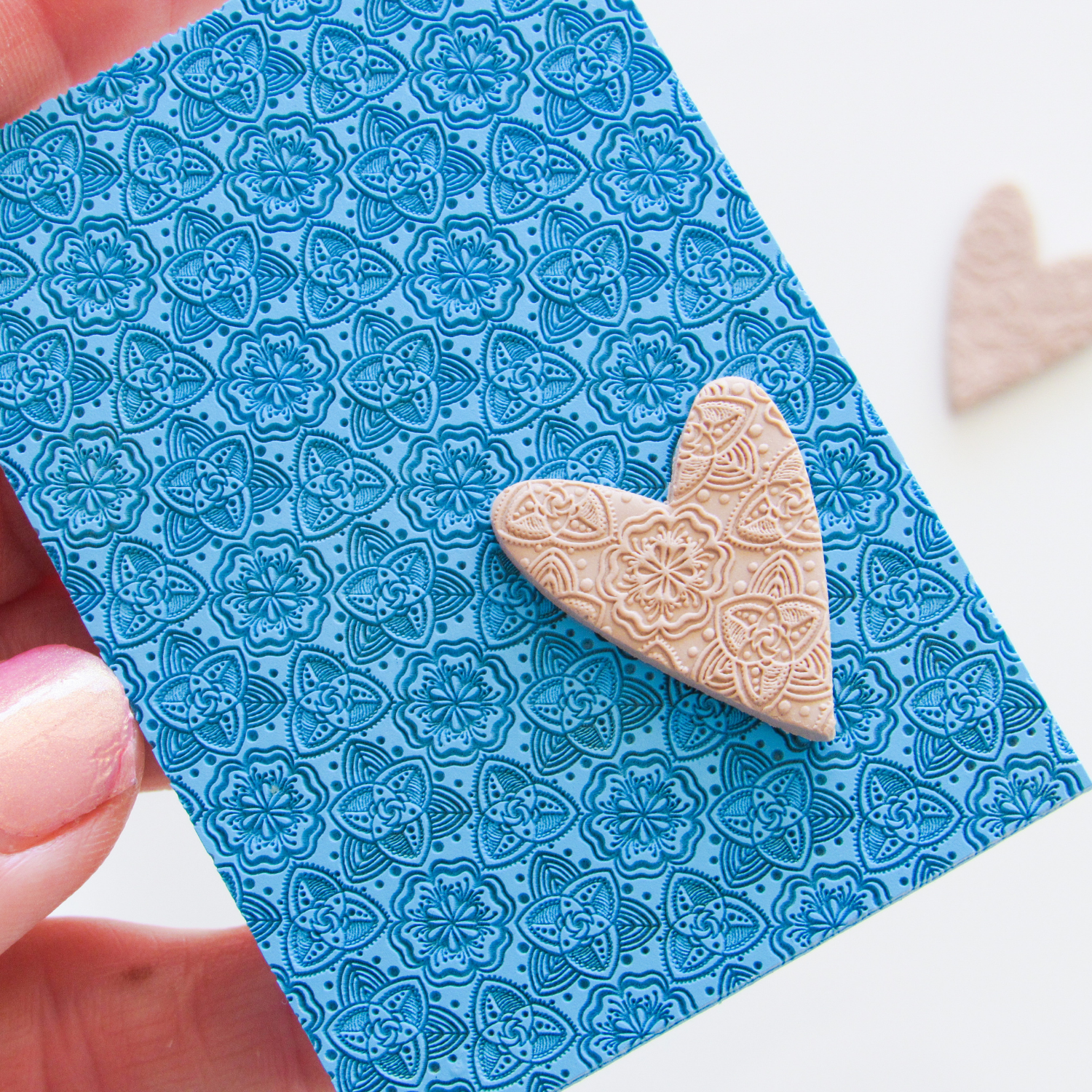 Textured Rubber Mat for Polymer Clay - 3&quot;x2.1&quot; inches (FLOWERS_NCM01_S100)