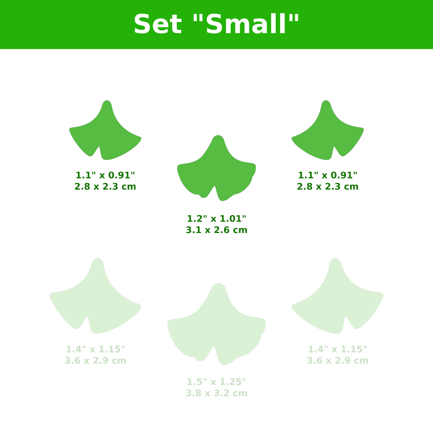 Ginkgo Biloba Leaf #01 Three Piece Polymer Clay Cutter Set