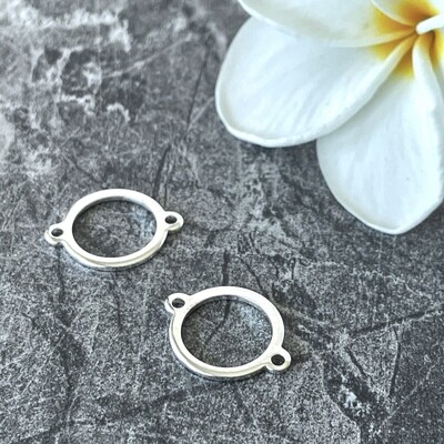 Circular Sterling Silver-Plated Brass Link- 13 mm with two closed loops. Pkg of 10 pieces
