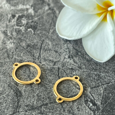 Circular Gold-Plated Brass Link- 13 mm with two closed loops. Pkg of 10 pieces