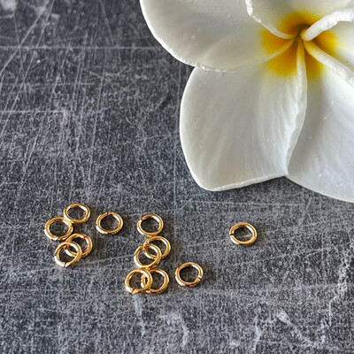 100 Jump Rings, 4 mm, Gold-Plated Brass