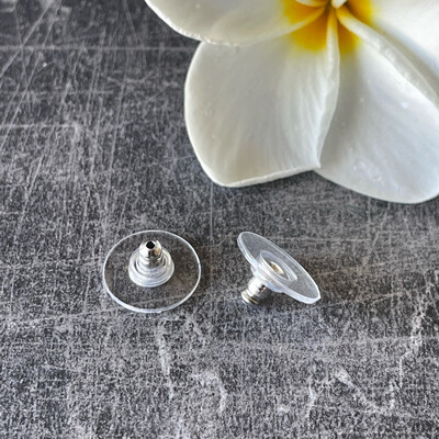 Clear Acrylic Comfort Clutch (Ear Nut) with Aluminium 11x6mm - Sold per 20 pairs