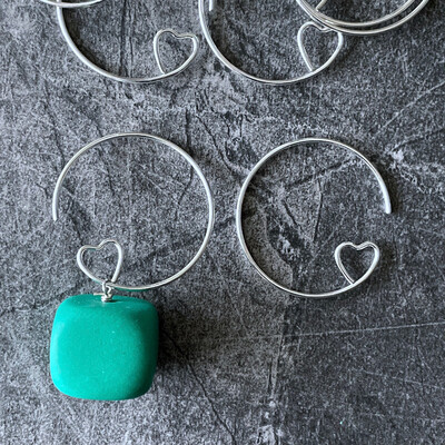 Round Ear Wires, Silver-plated Brass, 23 mm round hoop with with open heart, 22 gauge. Sold per package of 10 pairs.